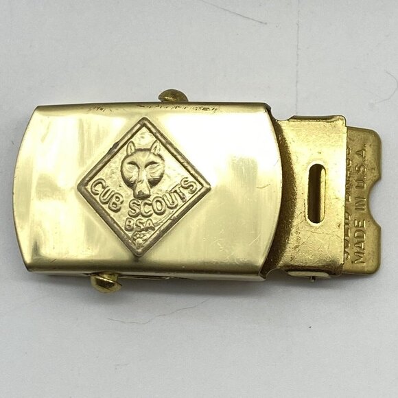 Vtg Cub Boy Scout BSA Bear Lot Neckerchief‎ Slide Brass & Explorer E Belt Buckle - Picture 5 of 14